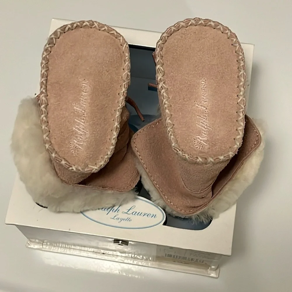 Polo Ralph Lauren Tribe Baby Infant Crib Booties Shoes Boots girls Size 0